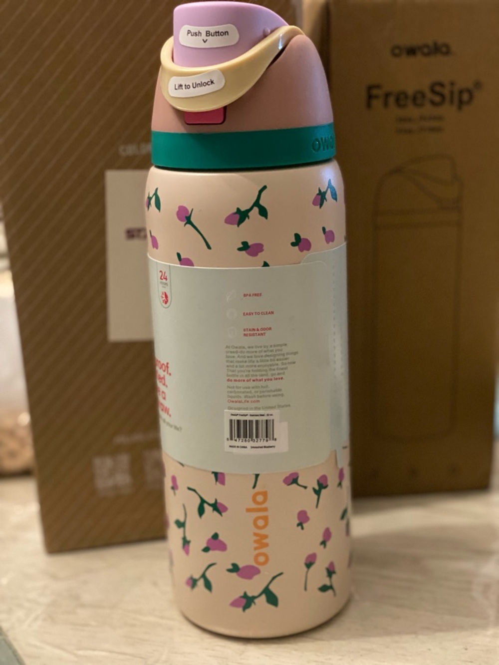 Owala Pink Floral Insulated Water Bottle - Women Bath & Body